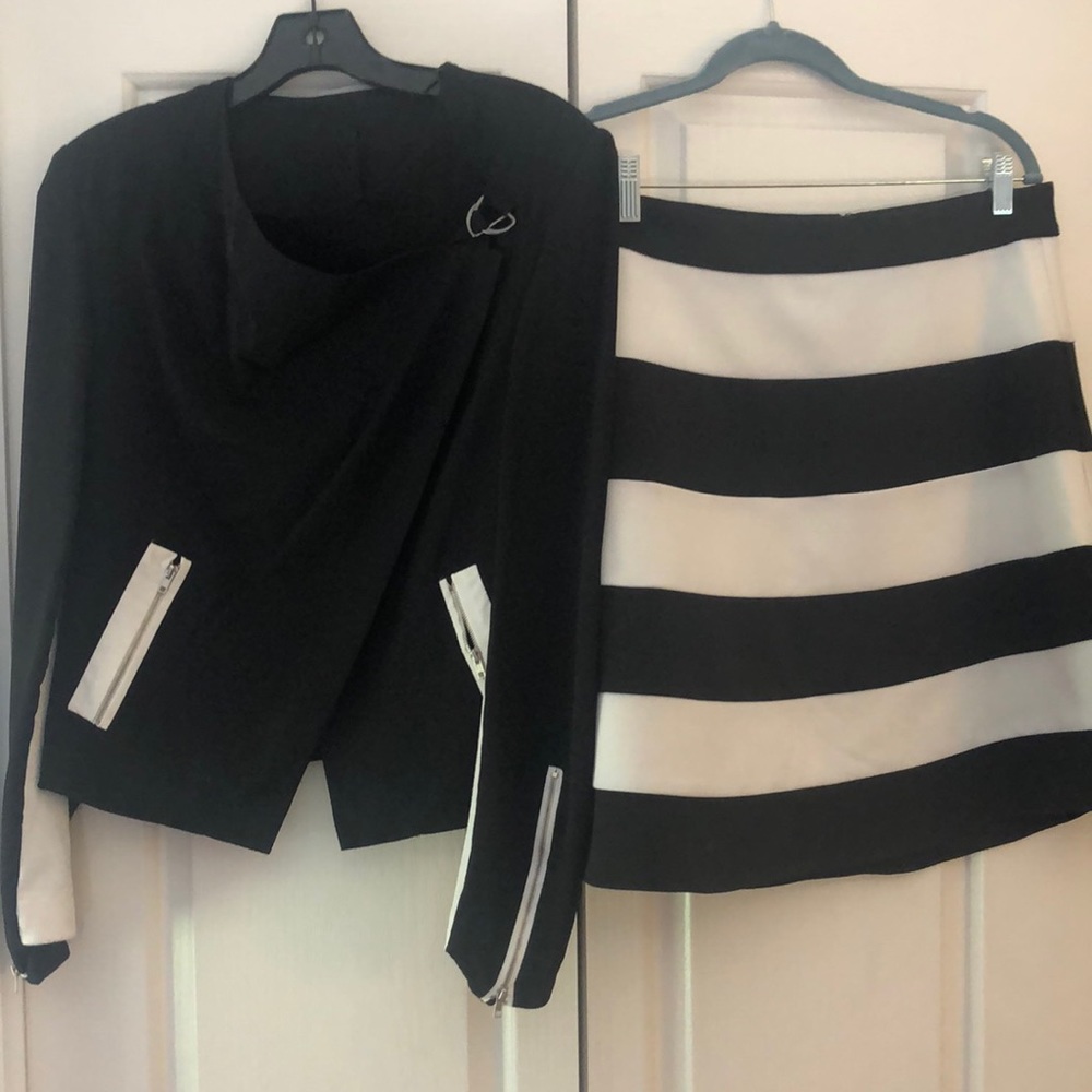 Black and white jacket & skirt set